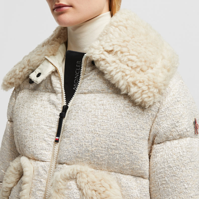 STOWE BOUCLÉ SHEARLING SHORT DOWN JACKET