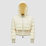 JEYPORE EMBROIDERED HOODED SHORT DOWN JACKET