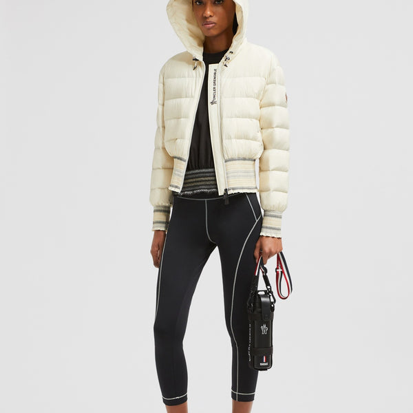 JEYPORE EMBROIDERED HOODED SHORT DOWN JACKET
