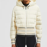 JEYPORE EMBROIDERED HOODED SHORT DOWN JACKET
