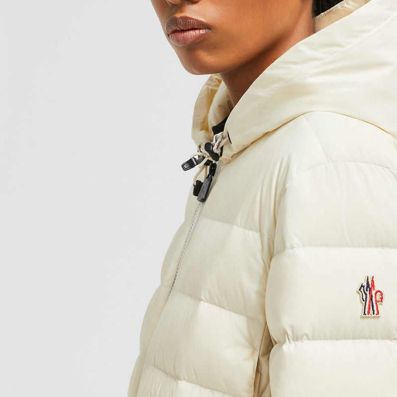 JEYPORE EMBROIDERED HOODED SHORT DOWN JACKET