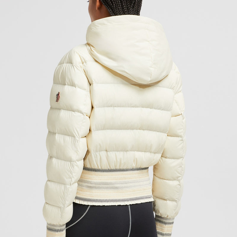 JEYPORE EMBROIDERED HOODED SHORT DOWN JACKET