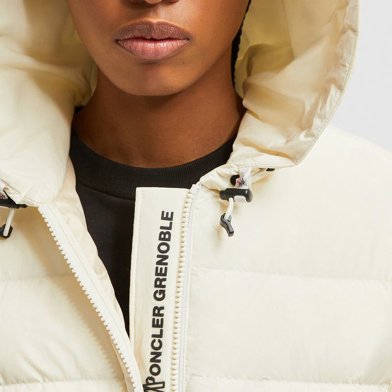 JEYPORE EMBROIDERED HOODED SHORT DOWN JACKET