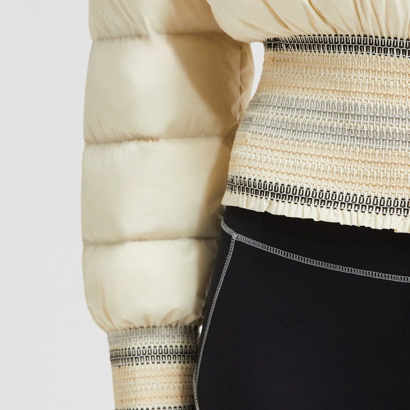 JEYPORE EMBROIDERED HOODED SHORT DOWN JACKET
