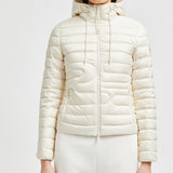 XIAOBAI HOODED SNAKE-QUILTED SHORT DOWN JACKET