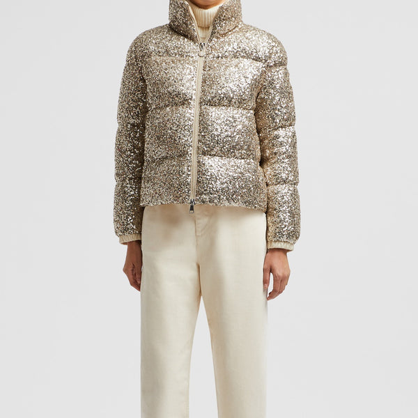 ANTERNES SEQUIN-EMBROIDERED SHORT DOWN JACKET