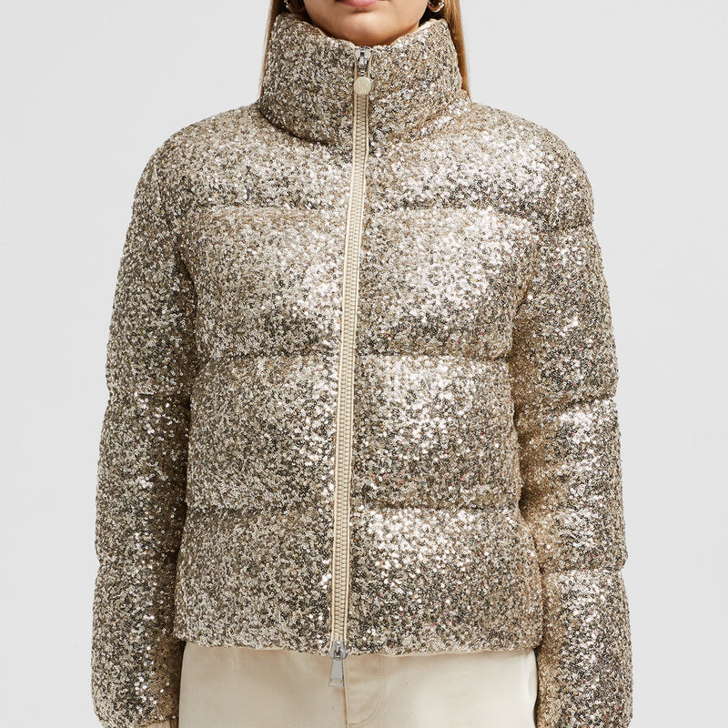 ANTERNES SEQUIN-EMBROIDERED SHORT DOWN JACKET