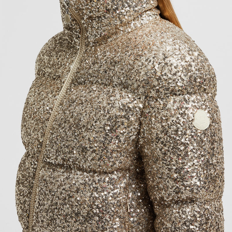 ANTERNES SEQUIN-EMBROIDERED SHORT DOWN JACKET