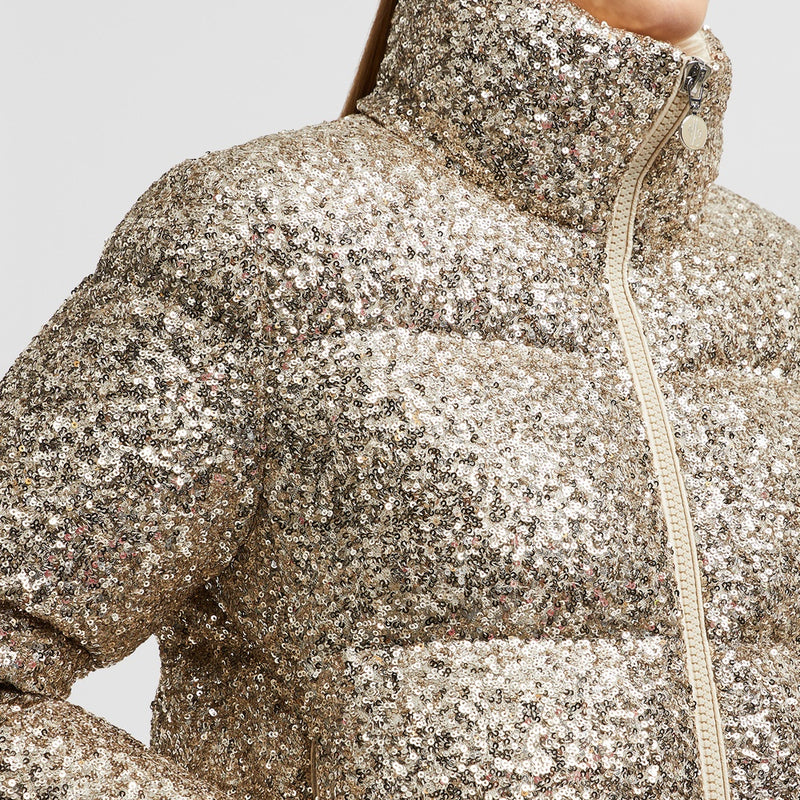ANTERNES SEQUIN-EMBROIDERED SHORT DOWN JACKET