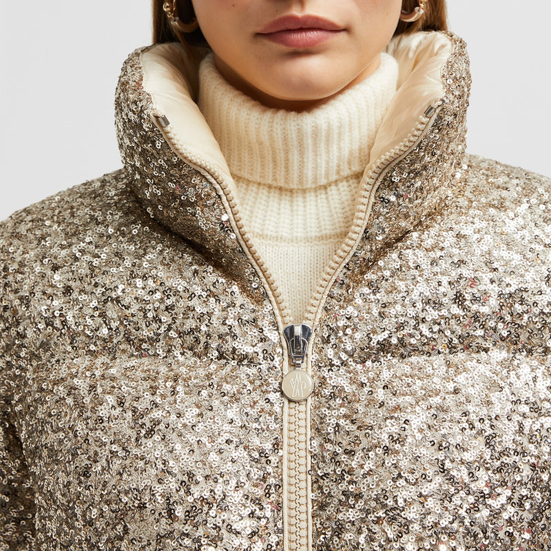 ANTERNES SEQUIN-EMBROIDERED SHORT DOWN JACKET