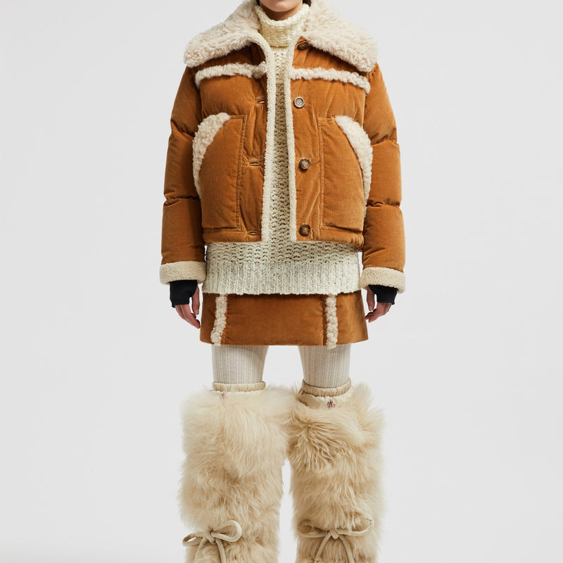 CALEU CORDUROY SHEARLING SHORT DOWN JACKET