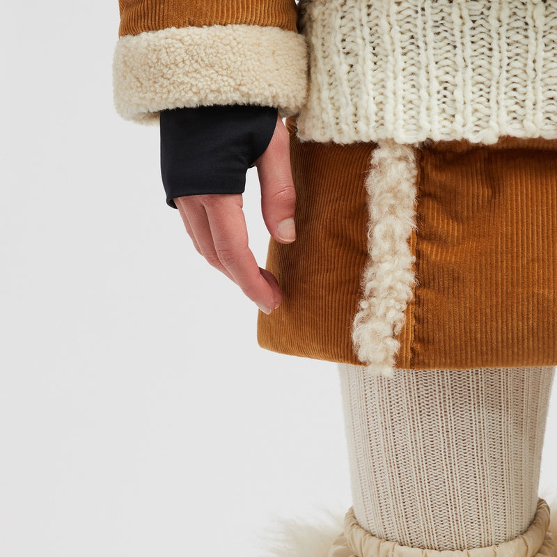 CALEU CORDUROY SHEARLING SHORT DOWN JACKET