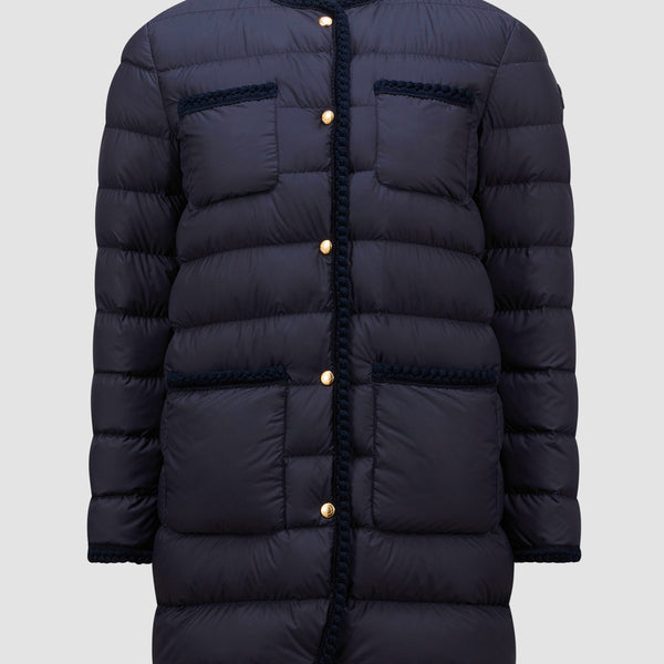 GENCAYLONG BRAIDED TRIM MID-LENGTH DOWN JACKET