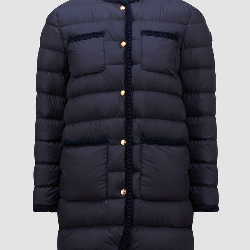 GENCAYLONG BRAIDED TRIM MID-LENGTH DOWN JACKET