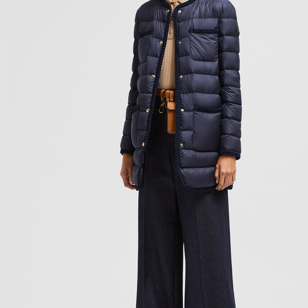 GENCAYLONG BRAIDED TRIM MID-LENGTH DOWN JACKET