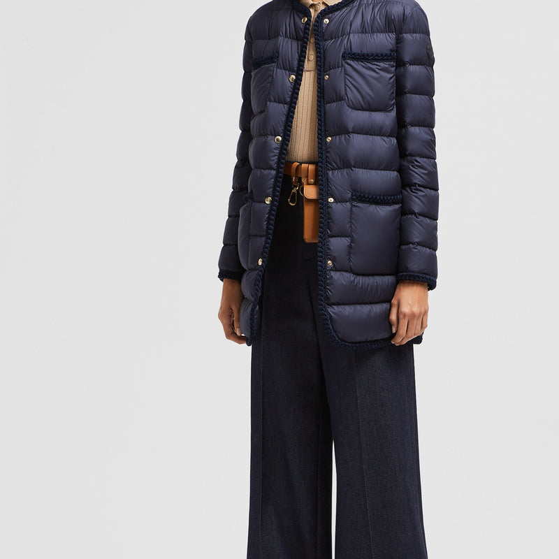 GENCAYLONG BRAIDED TRIM MID-LENGTH DOWN JACKET