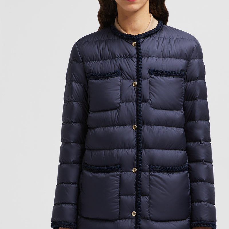 GENCAYLONG BRAIDED TRIM MID-LENGTH DOWN JACKET