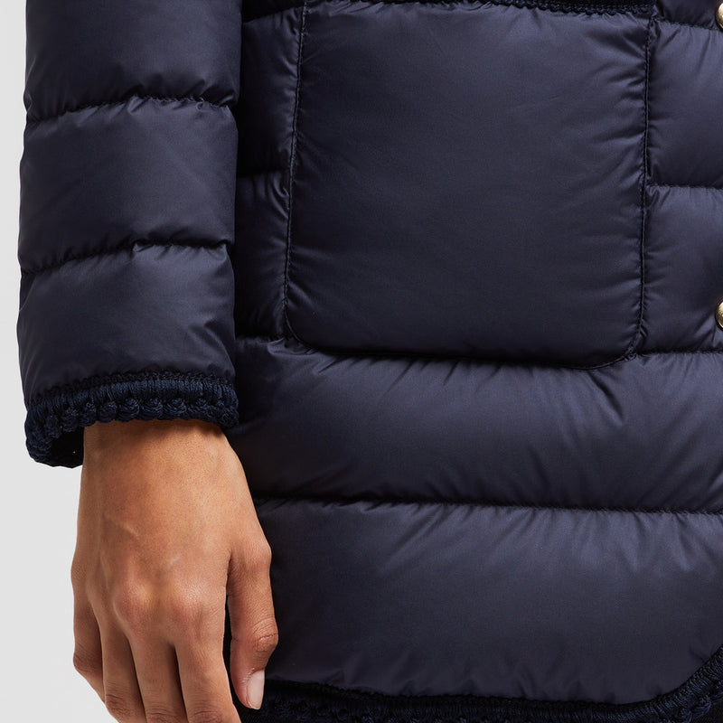 GENCAYLONG BRAIDED TRIM MID-LENGTH DOWN JACKET