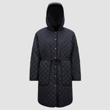 ETELAN HOODED DIAMOND-QUILTED LONG DOWN JACKET