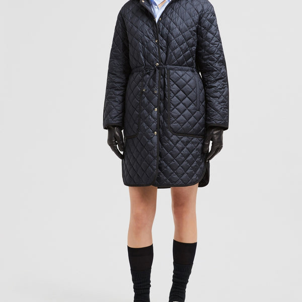 ETELAN HOODED DIAMOND-QUILTED LONG DOWN JACKET