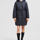 ETELAN HOODED DIAMOND-QUILTED LONG DOWN JACKET