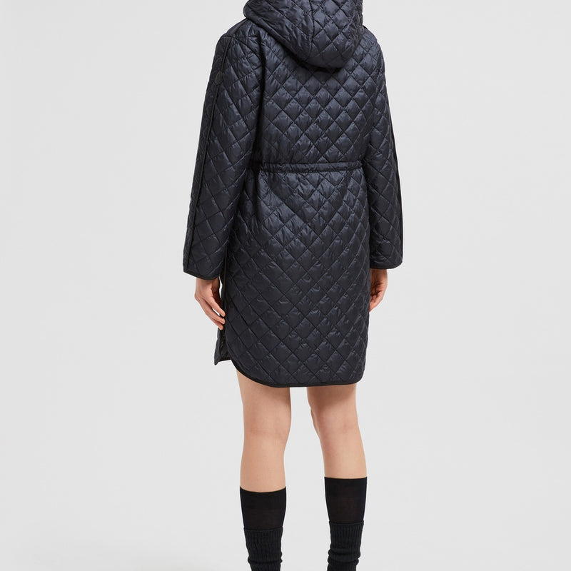 ETELAN HOODED DIAMOND-QUILTED LONG DOWN JACKET
