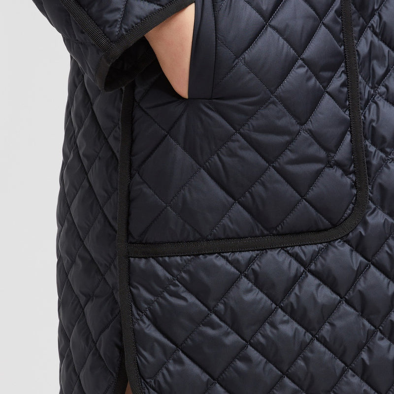 ETELAN HOODED DIAMOND-QUILTED LONG DOWN JACKET