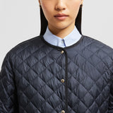 ETELAN HOODED DIAMOND-QUILTED LONG DOWN JACKET