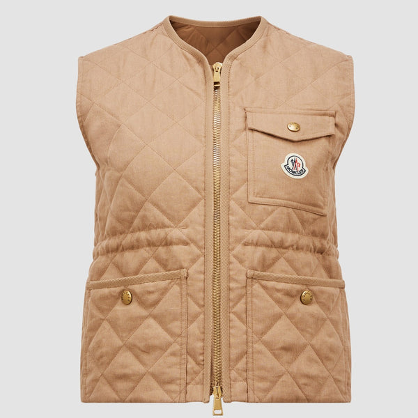VIGNY DIAMOND-QUILTED PADDED LINEN GILET