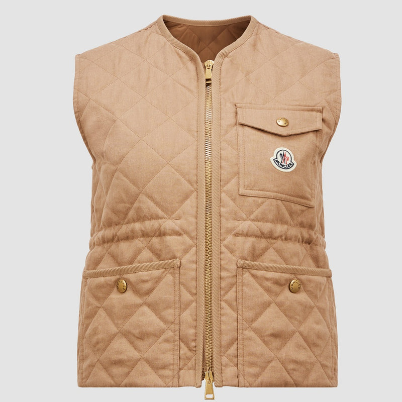 VIGNY DIAMOND-QUILTED PADDED LINEN GILET