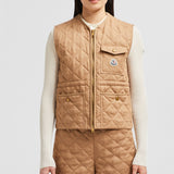 VIGNY DIAMOND-QUILTED PADDED LINEN GILET