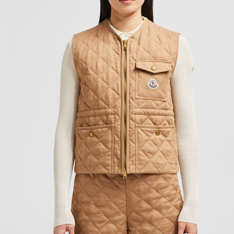VIGNY DIAMOND-QUILTED PADDED LINEN GILET
