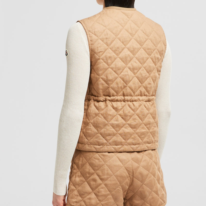VIGNY DIAMOND-QUILTED PADDED LINEN GILET