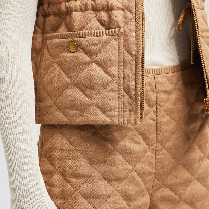 VIGNY DIAMOND-QUILTED PADDED LINEN GILET