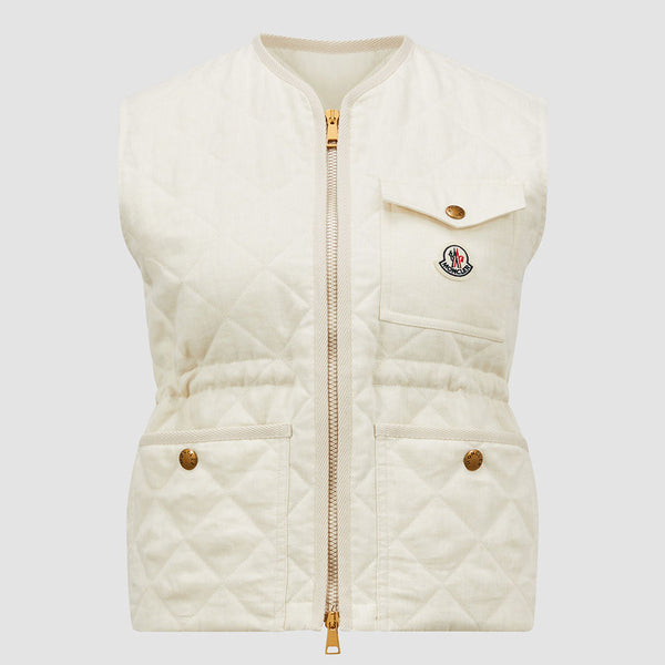 VIGNY DIAMOND-QUILTED PADDED LINEN GILET