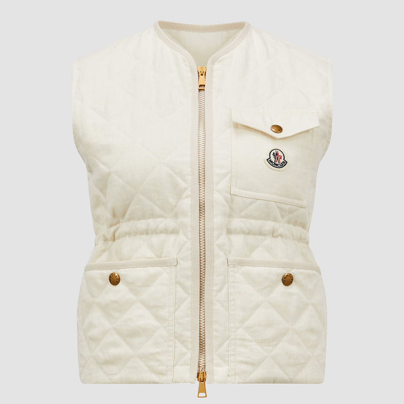 VIGNY DIAMOND-QUILTED PADDED LINEN GILET