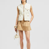 VIGNY DIAMOND-QUILTED PADDED LINEN GILET