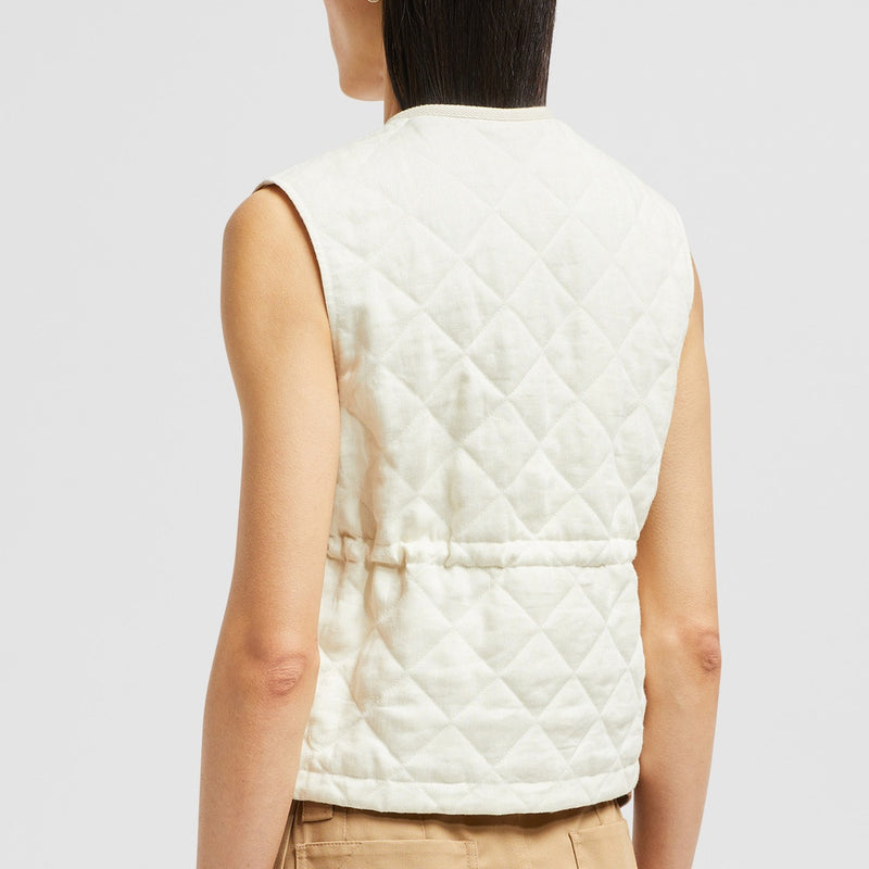VIGNY DIAMOND-QUILTED PADDED LINEN GILET