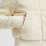 PADDED WOOL & TEDDY ZIP-UP HOODIE