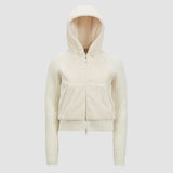 PADDED WOOL & TEDDY ZIP-UP HOODIE