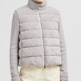 PADDED WOOL & TEDDY ZIP-UP CARDIGAN