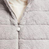 PADDED WOOL & TEDDY ZIP-UP CARDIGAN
