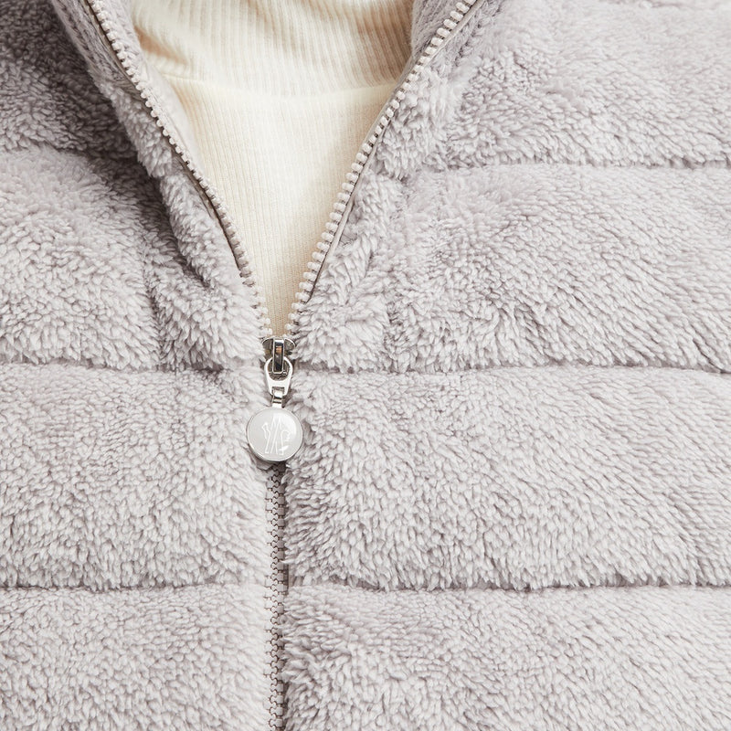 PADDED WOOL & TEDDY ZIP-UP CARDIGAN