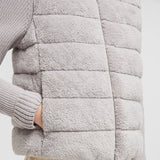 PADDED WOOL & TEDDY ZIP-UP CARDIGAN