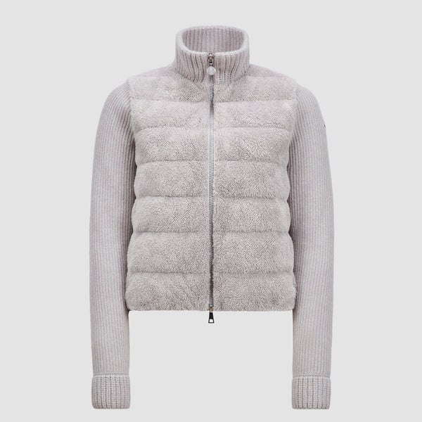 PADDED WOOL & TEDDY ZIP-UP CARDIGAN