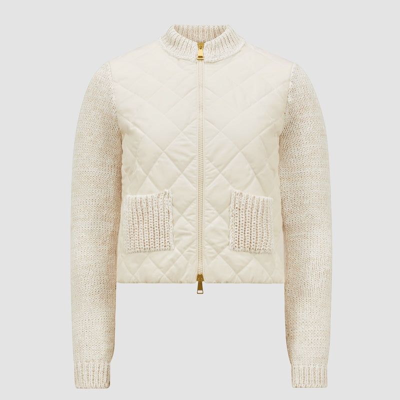 PADDED COTTON ZIP-UP CARDIGAN