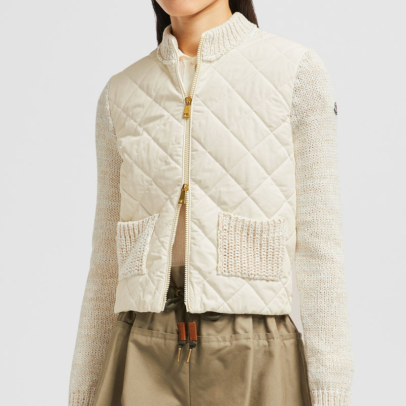 PADDED COTTON ZIP-UP CARDIGAN