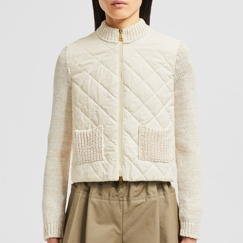 PADDED COTTON ZIP-UP CARDIGAN