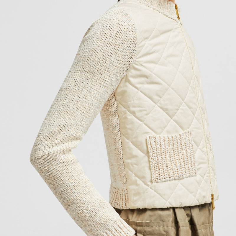 PADDED COTTON ZIP-UP CARDIGAN