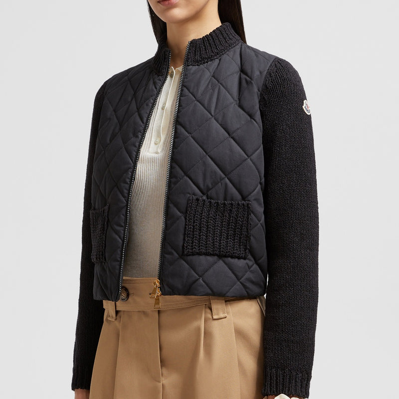 PADDED COTTON ZIP-UP CARDIGAN